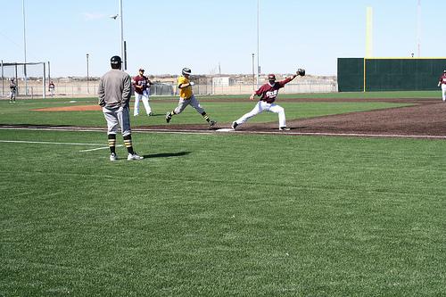 buffs2 The Buffs get an out at first base. Photo by Kati Watson.