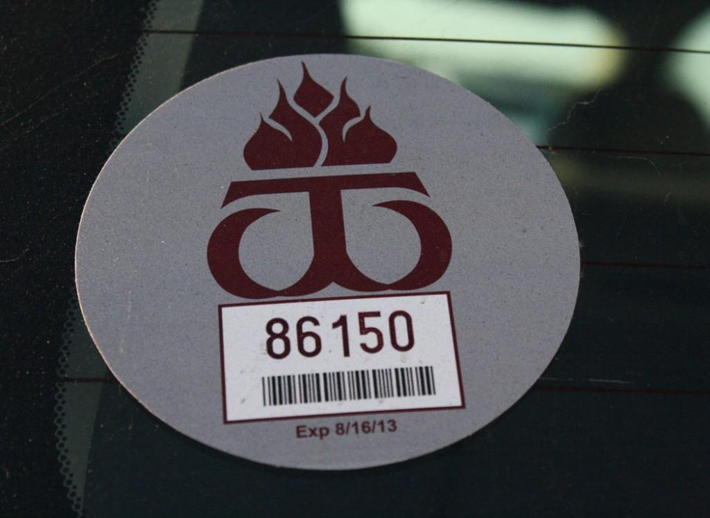 WTAMU Parking Permit Sticker. Image by Chelo Rivera.