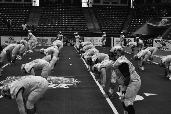 The LEXFA All-Stars go through warmup drills before the game.