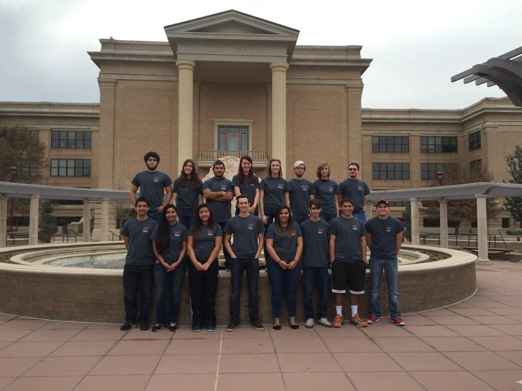 The WT Tennis Club poses in front of Old Main. The club hopes to become a university-affiliated team in the near future.