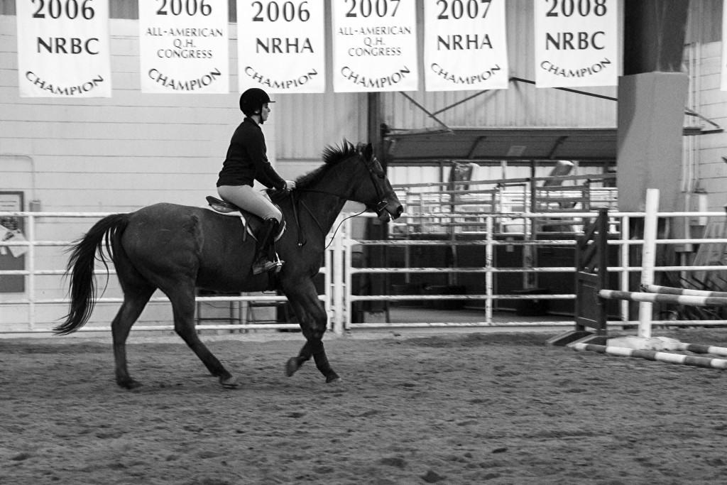 Sophomore Ada Berg practices at the WT Horse Center. Berg placed fifth in Novice Equitation Over Fences at the IHSA Zone Championship.